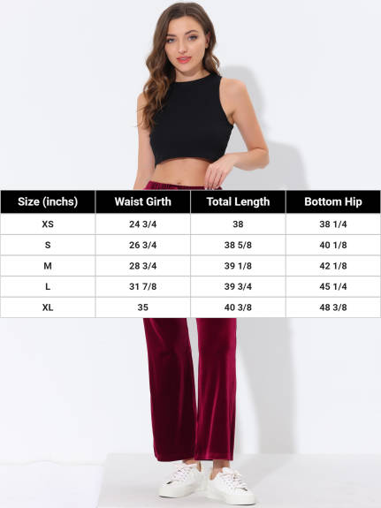 cheibear - Pajama Bottoms Velvet Wide Leg Sleep Trousers