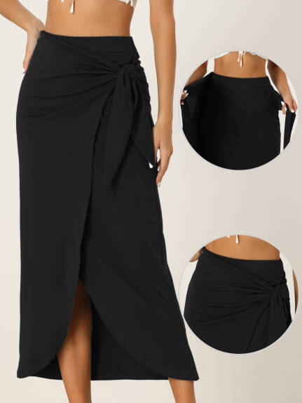 Allegra K- Boho High Waist Beach Tie Waist Wrap Skirt