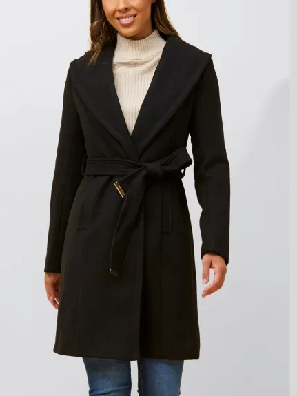 Annick - Hazel Coat Round Collar Belted Pockets