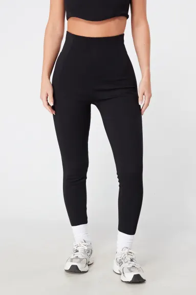 Twill Active Ribbed Legging - MOCHA