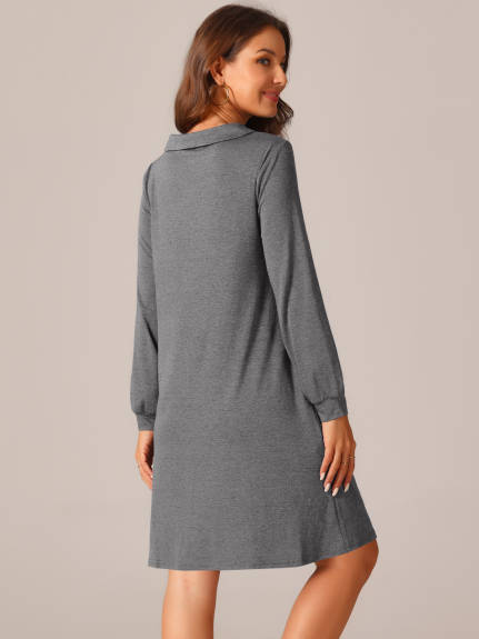 Allegra K - Long Sleeve Cowl Neck Tunic Top Dress