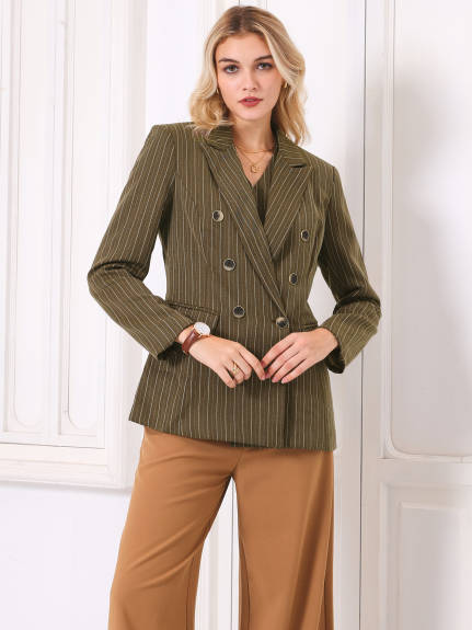 Hobemty - Striped Double Breasted Blazer Suit