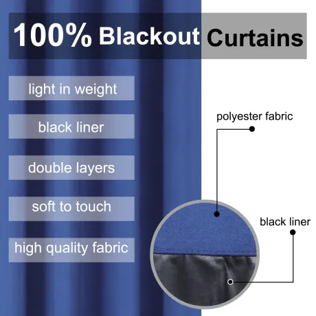 PiccoCasa- 100% Blackout Waterproof Grommet Curtains with Black Liner, 2 Panels Set 52 x 84 Inch