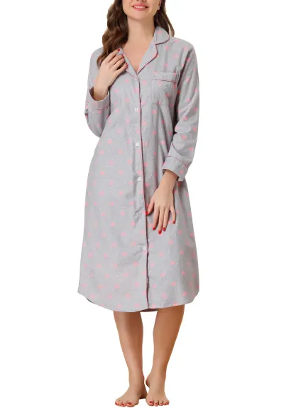 cheibear - Plaid/Heart Printed Lounge Sleepshirt