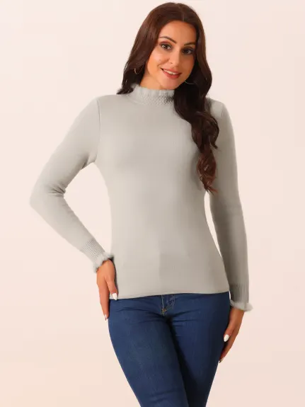 Allegra K - Slim Fit Mock Neck Sweater