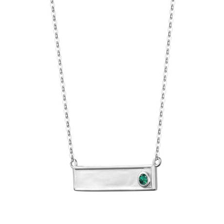 Rachel Glauber  White Gold Plated with Lab Created Colored Cubic Zirconia Bar Necklace