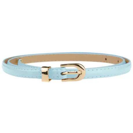 Allegra K- Skinny PU Leather Belt with Gold Metal Buckle