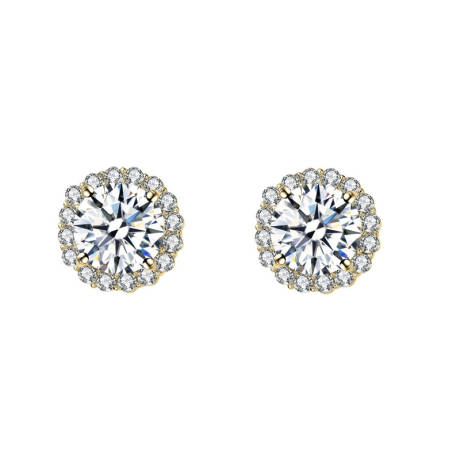 Rachel Glauber Elegant Round Stud Earrings with Colored Cubic Zirconia