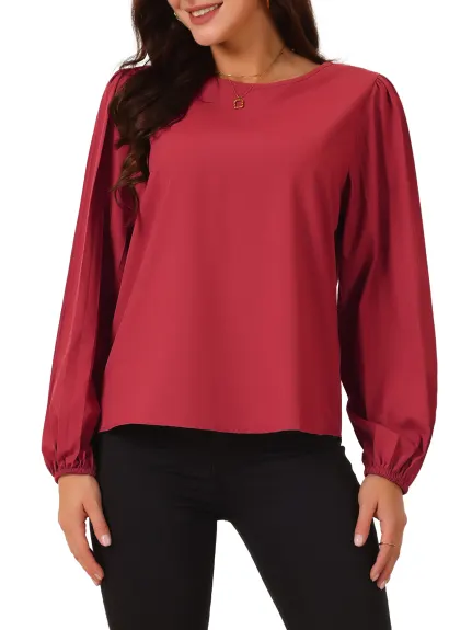 Allegra K - Elegant Pleated Long Sleeve Blouse