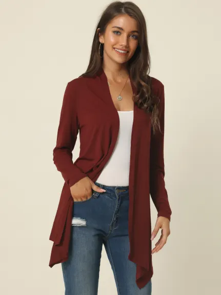 Allegra K- Draped Front Open Cardigan