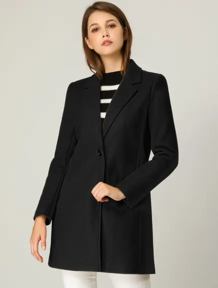 Allegra K- Classic Notched Lapel Long Overcoat