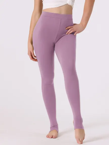 Allegra K - Solid Elastic Yoga Stirrup Leggings Pants