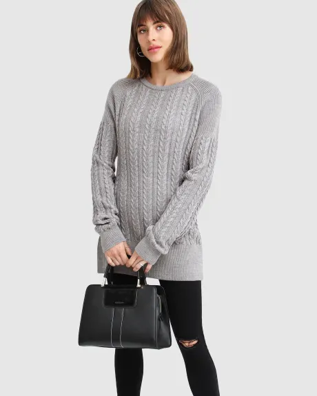 Belle & Bloom - At Last Cable Knit Jumper with Slit