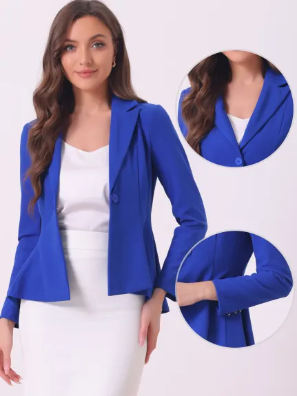 Allegra K - Single Button Dressy Peplum Blazer