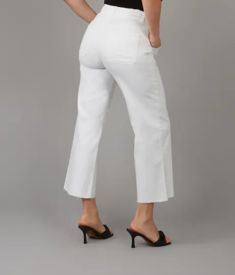 Lola Jeans COLETTE-WHT High Rise Wide Leg Jeans