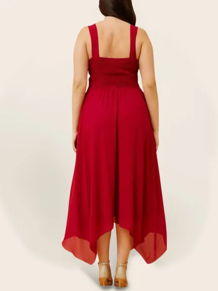 Annick - Scarlett Robe Midi Taille Ajustée Asymétrique Rouge