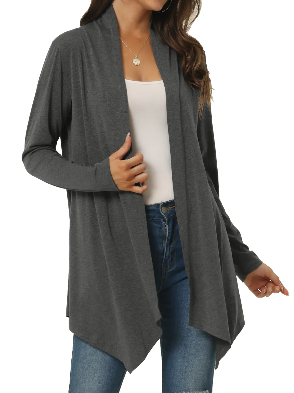 Allegra K- Draped Front Open Cardigan