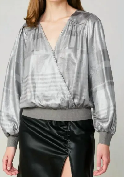 current air - Metallic Surplice Blouse