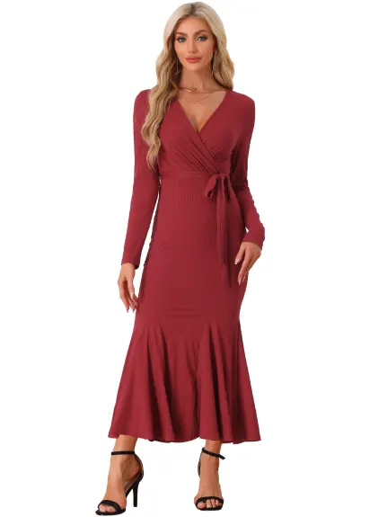 Allegra K - Bodycon Maxi Fishtail Knit Dress