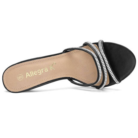 Allegra K- Rhinestone Strappy Heel Mules