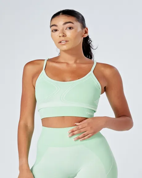 Twill Active - Recycled Colour Block Body Fit Seamless Sports Bra - Green