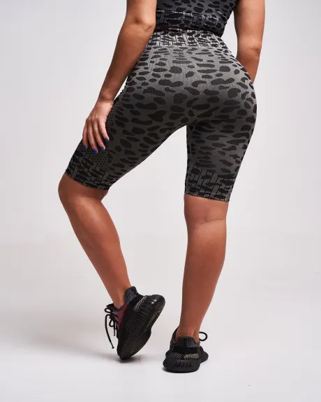 Twill Active - Neva Recycled Leopard High Waisted Cycling Short - Grey