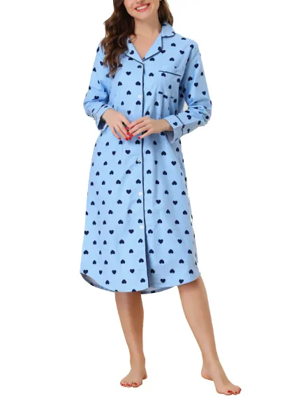 cheibear - Plaid/Heart Printed Lounge Sleepshirt