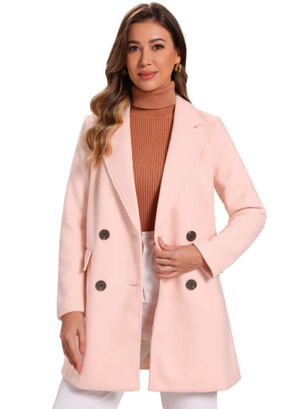 Allegra K- Double Breasted Belted Pocket Trench Coat