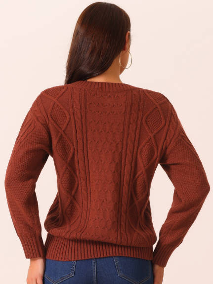 Allegra K - V Neck Casual Loose Sweater