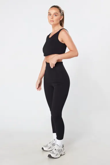 Twill Active Ribbed Legging - MOCHA