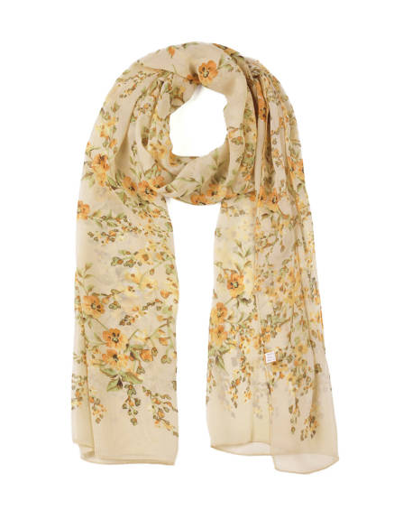 Allegra K- Floral Chiffon Long Scarf Wrap Shawl