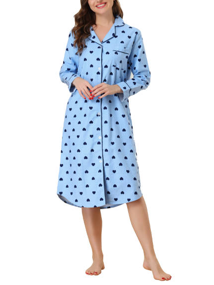 cheibear - Plaid/Heart Printed Lounge Sleepshirt