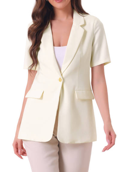 Allegra K - Short Sleeve Button Down Lapel Blazer