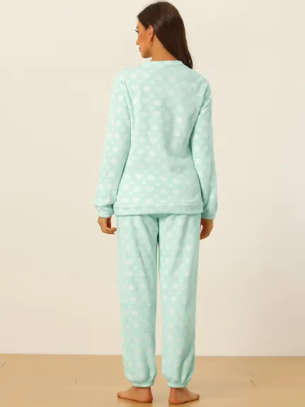 Allegra K- Flannel Pajama Set Long Sleeve Loungewear