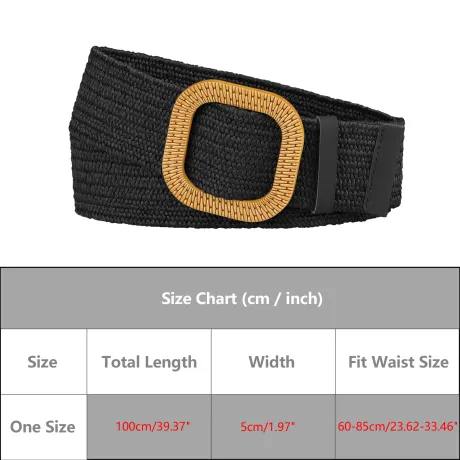 Allegra K- Stretch Woven Belt Retro Wide Waist Square Buckle