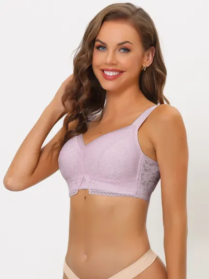 Allegra K - U Back Wireless Lace Bras Pack, Light Purple