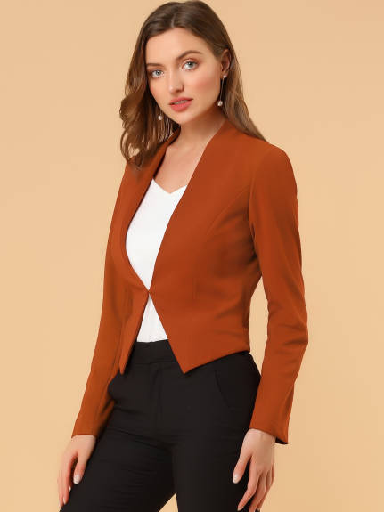 Allegra K- Suit Collarless Cropped Blazer Jacket