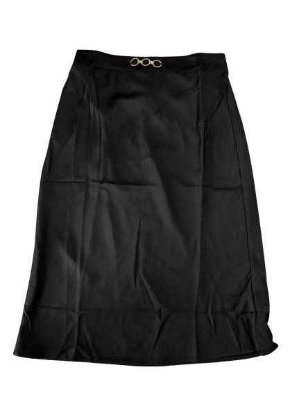 Hobemty - Elastic Waist Midi Satin Skirt