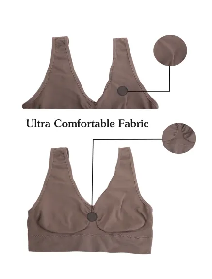 Allegra K- Removable Pads Seamless Wirefree Sleep Vest Top Bra