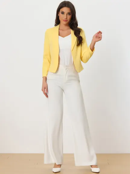 Allegra K- Open Front Crop Suit Blazer Jacket