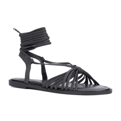 Fashion To Figure Women's Daria Strappy Flat Sandal - WIDE WIDTH