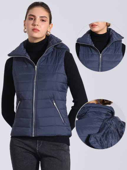 INSPIRE CHIC - Sleeveless Quilted Winter Hoodie Vest