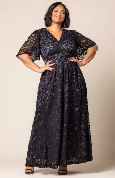 Kiyonna Luminous Sequin Lace Long Gown (Plus Size)