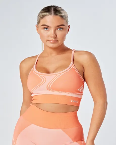 Twill Active - Recycled Colour Block Body Fit Seamless Sports Bra - Coral