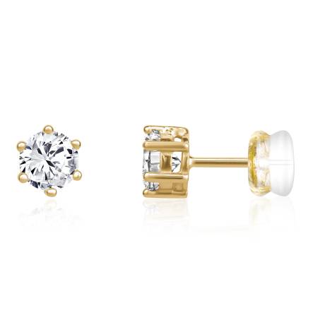 5A CUBIC ZIRCONIA 5 MM GEOMETRIC STUD EARRINGS