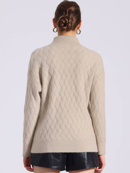 Allegra K - High Neck Ribbed Pullover Sweater