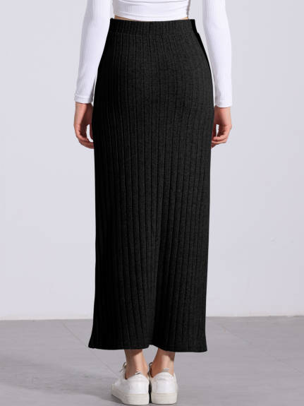 Allegra K - High Waist Long Bodycon Knit Skirt