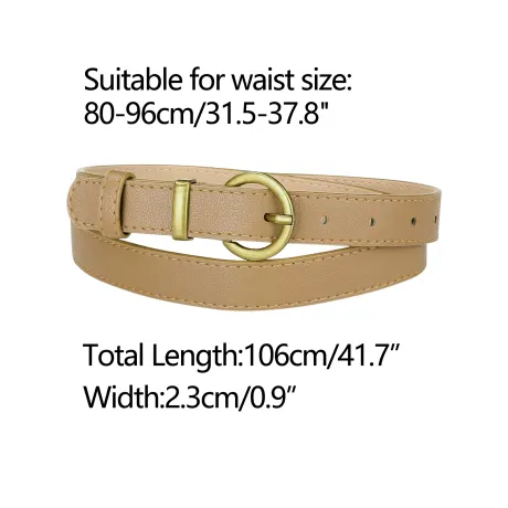 Allegra K- Ceinture fine en cuir PU avec boucle ardillon en métal bronze