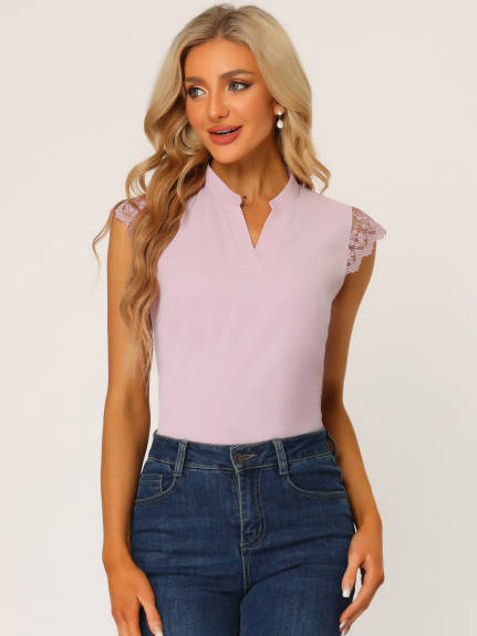 Allegra K- V Neck Sleeveless Blouse