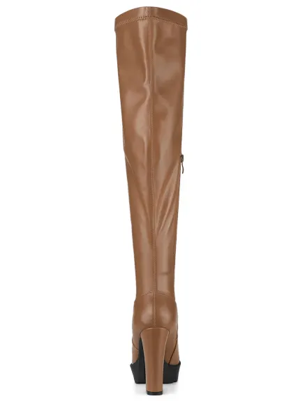 Allegra K - Chunky Heel Over Knee High Boots